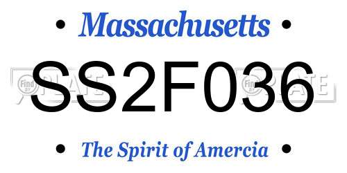 SS2F036 Massachusetts License Plate