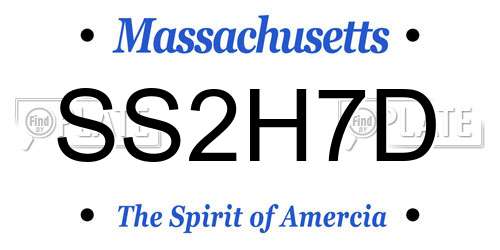 SS2H7D Massachusetts License Plate