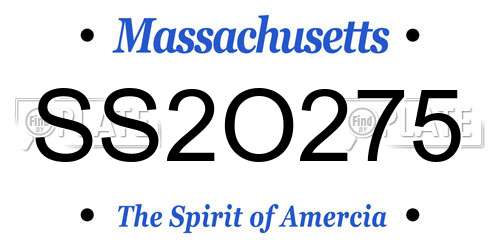 SS2O275 Massachusetts License Plate