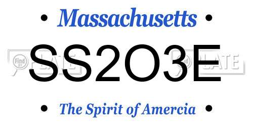 SS2O3E Massachusetts License Plate