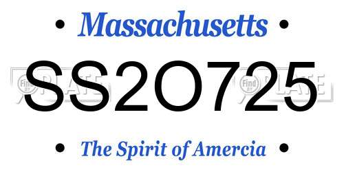 SS2O725 Massachusetts License Plate