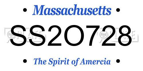 SS2O728 Massachusetts License Plate