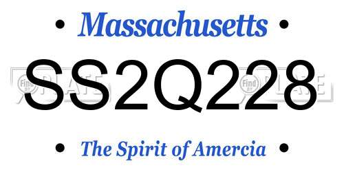 SS2Q228 Massachusetts License Plate