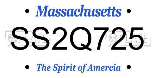 SS2Q725 Massachusetts License Plate