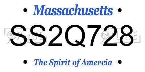 SS2Q728 Massachusetts License Plate