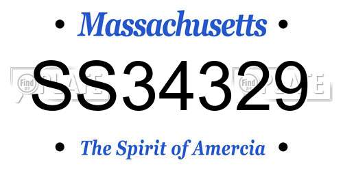 SS34329 Massachusetts License Plate