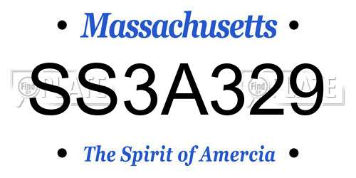 SS3A329 Massachusetts License Plate