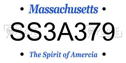 SS3A379 Massachusetts License Plate