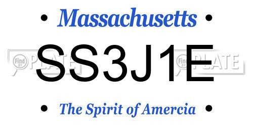 SS3J1E Massachusetts License Plate
