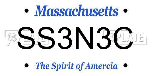 SS3N3C Massachusetts License Plate