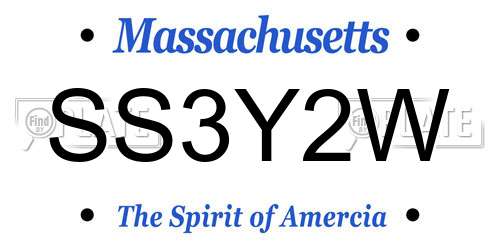 SS3Y2W Massachusetts License Plate