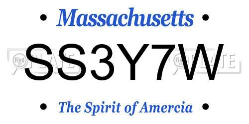 SS3Y7W Massachusetts License Plate