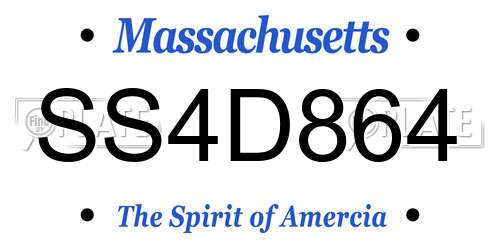 SS4D864 Massachusetts License Plate