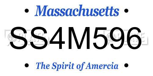 SS4M596 Massachusetts License Plate
