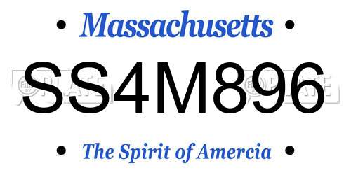 SS4M896 Massachusetts License Plate