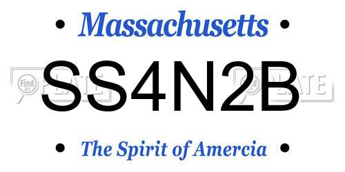 SS4N2B Massachusetts License Plate