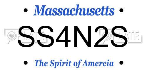 SS4N2S Massachusetts License Plate