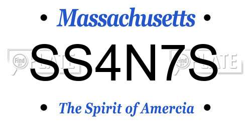 SS4N7S Massachusetts License Plate