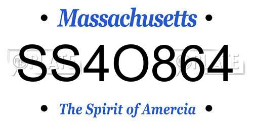 SS4O864 Massachusetts License Plate