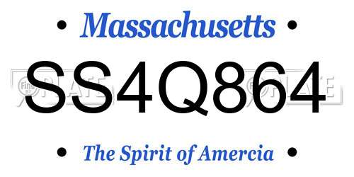 SS4Q864 Massachusetts License Plate