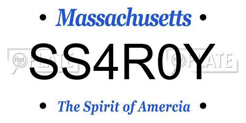 SS4R0Y Massachusetts License Plate