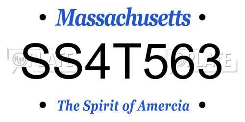 SS4T563 Massachusetts License Plate