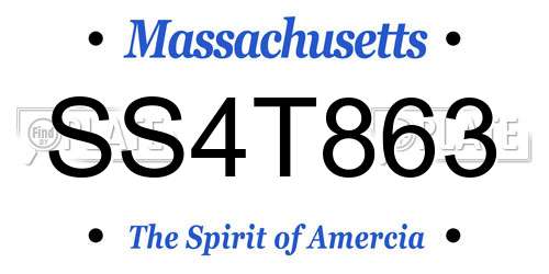 SS4T863 Massachusetts License Plate