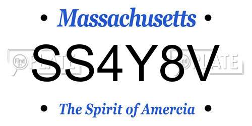 SS4Y8V Massachusetts License Plate