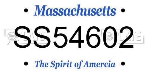 SS54602 Massachusetts License Plate