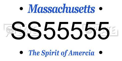 SS55555 Massachusetts License Plate