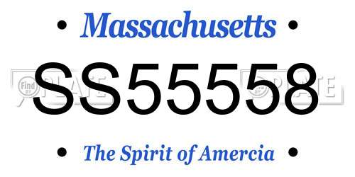 SS55558 Massachusetts License Plate
