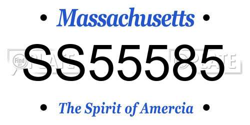 SS55585 Massachusetts License Plate