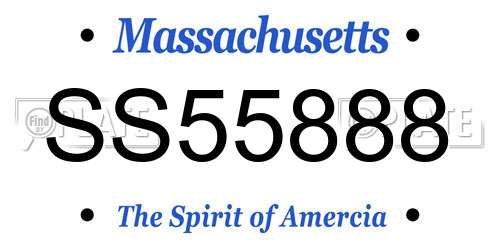 SS55888 Massachusetts License Plate