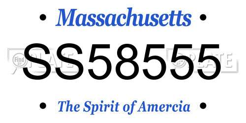 SS58555 Massachusetts License Plate