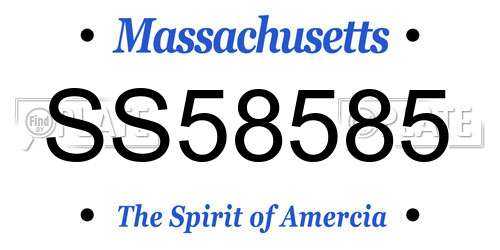 SS58585 Massachusetts License Plate