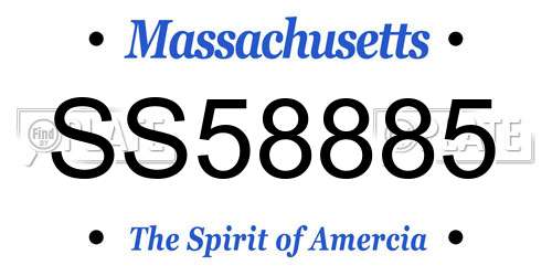SS58885 Massachusetts License Plate