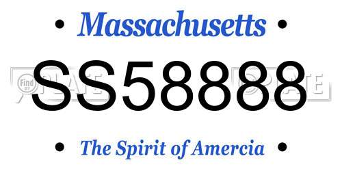 SS58888 Massachusetts License Plate