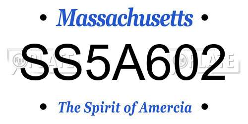 SS5A602 Massachusetts License Plate