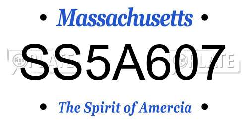 SS5A607 Massachusetts License Plate