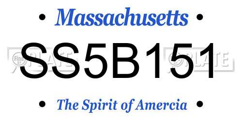 SS5B151 Massachusetts License Plate