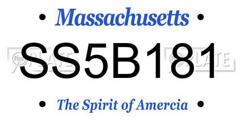 SS5B181 Massachusetts License Plate