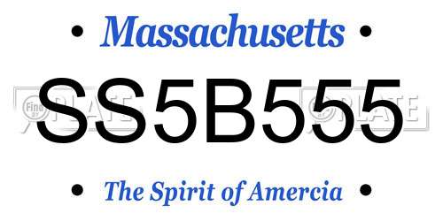 SS5B555 Massachusetts License Plate