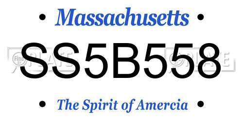 SS5B558 Massachusetts License Plate