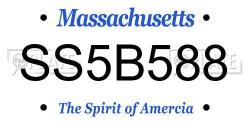 SS5B588 Massachusetts License Plate
