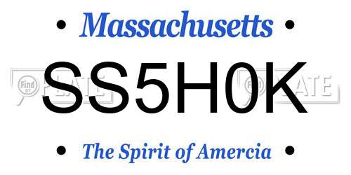 SS5H0K Massachusetts License Plate