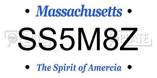 SS5M8Z Massachusetts License Plate