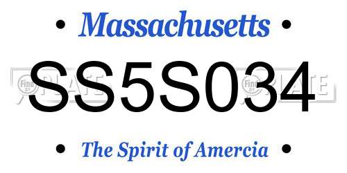 SS5S034 Massachusetts License Plate