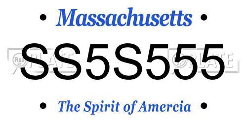 SS5S555 Massachusetts License Plate