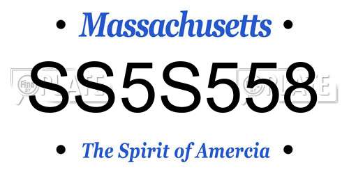 SS5S558 Massachusetts License Plate