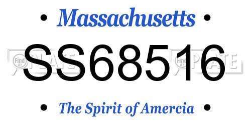 SS68516 Massachusetts License Plate